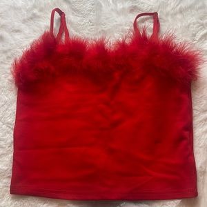 Sugar Thrillz feather fur trim top - SIZE: XS